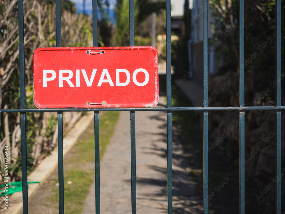 Fototapeta premium Private red sign on a door. Security concept