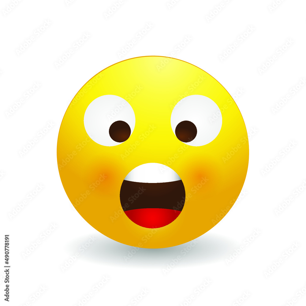 3d stylized wow smiley face emoji on a white background Stock Vector ...