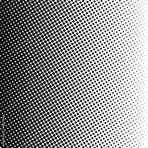 White and black circles, gradient halftone background. Vector illustration.