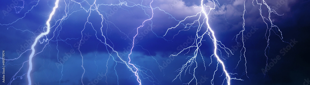 Lightnings, thunder and rain during summer storm. Lightnings, thunder and rain during summer storm.