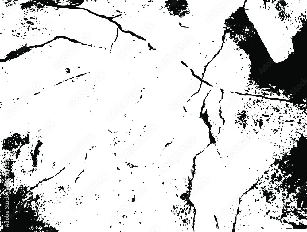 Obraz premium Rustic cracked vector texture with many cracks and scratches. Abstract background. Broken and damaged surface. Aged backdrop. Vector graphic illustration with transparent white. EPS10.