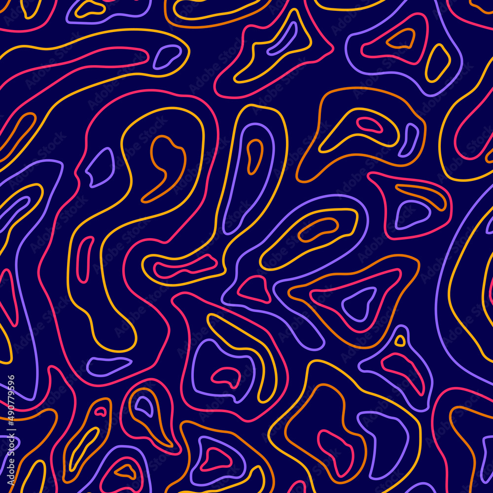 Topographic contour lines map seamless pattern