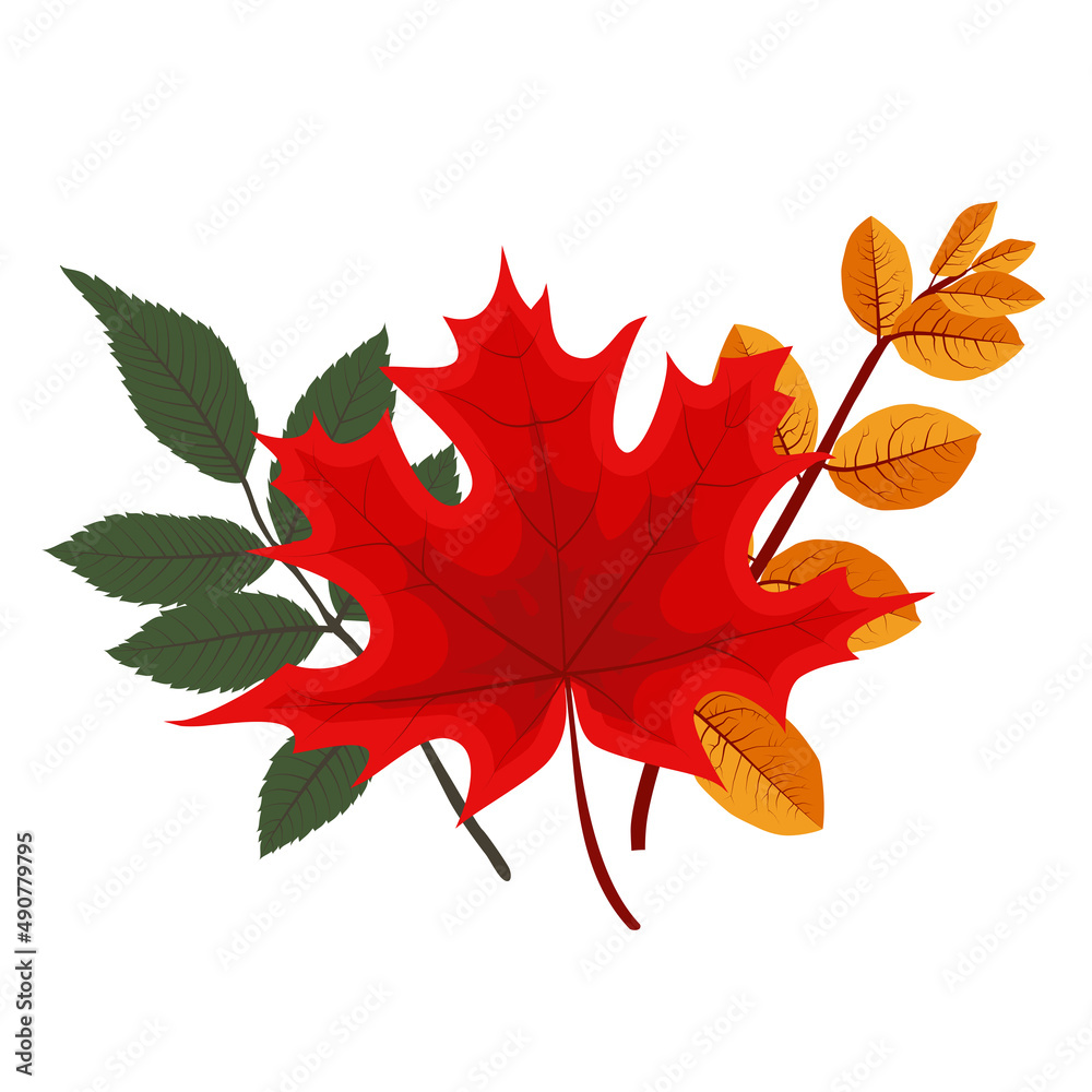Naklejka premium Autumn Falling Leaves Icon Isolated on White Background. Illustration