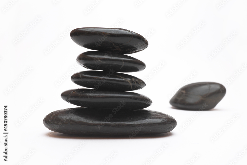Black Zen stones isolated on white ... Black Zen stones isolated on white ...