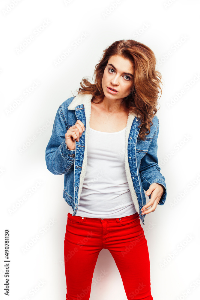 young pretty stylish hipster girl posing emotional isolated on white background happy smiling cool smile, lifestyle people concept young pretty stylish hipster girl posing emotional isolated on white background happy smiling cool smile, lifestyle people concept