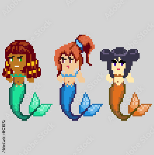 Set of pixel characters in art style