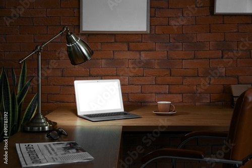 Modern workplace with lapto...