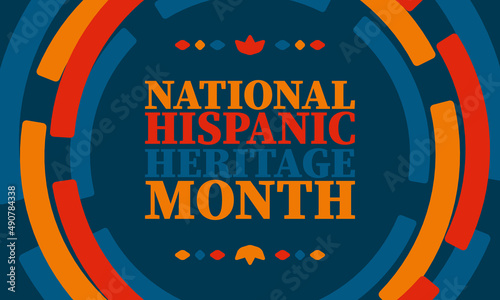National Hispanic Heritage Month in United States. Celebrate annual in September and October. Latin American and Hispanic ethnicity culture. National fabric vector textures. Traditional festival