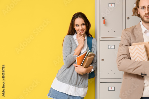 Female student looking at h...