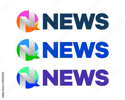 Fake news minimalistic logo on white background. Entertaining show with news. Vector Illustration.