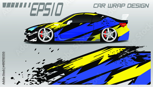 Fototapeta Naklejka Na Ścianę i Meble -  Premium Vector Racing Car Wrap Sticker Design