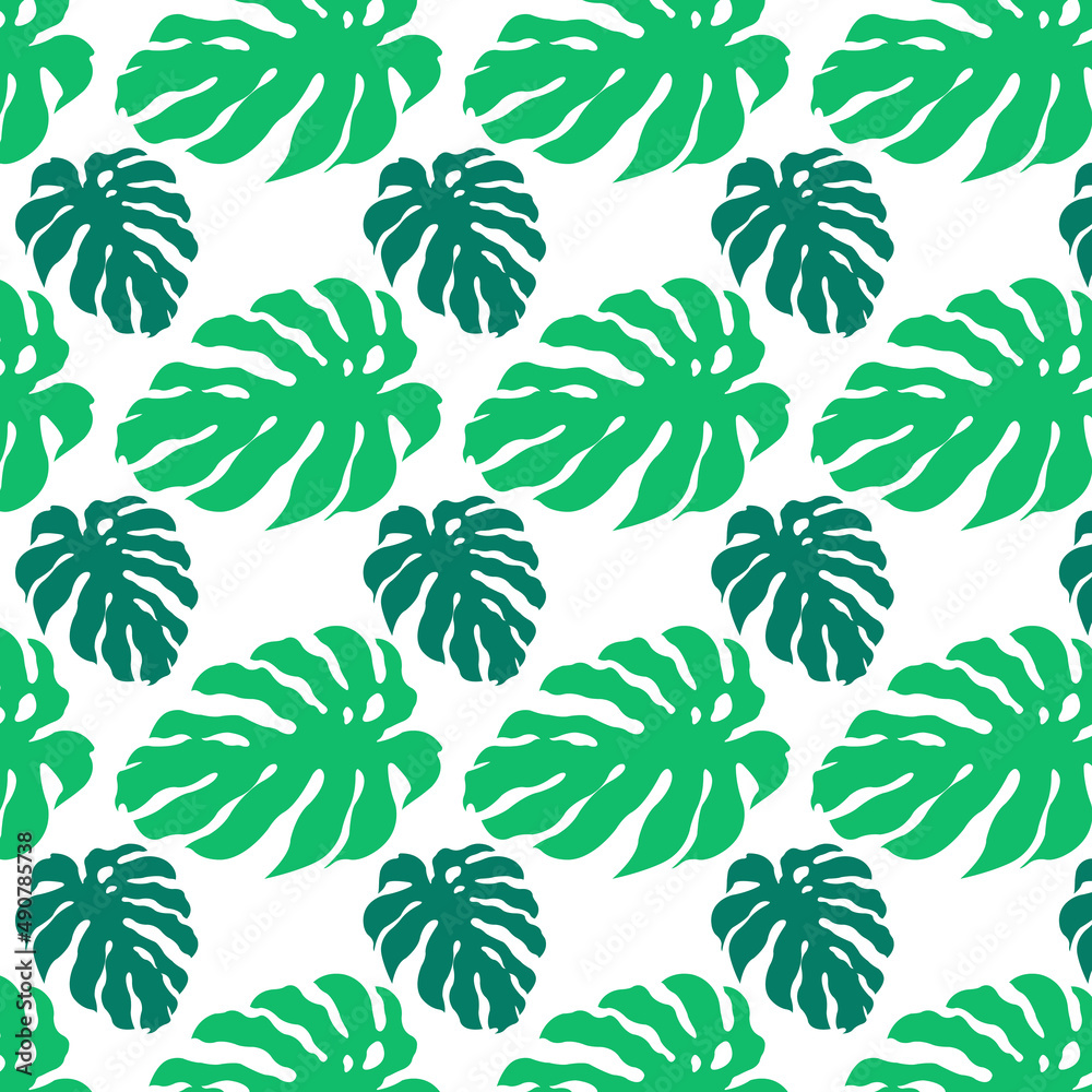 seamless tropical leaf pattern on white background