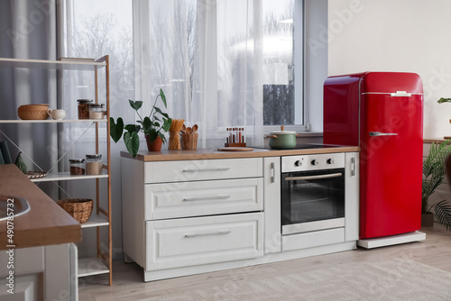 Modern kitchen interior wit...