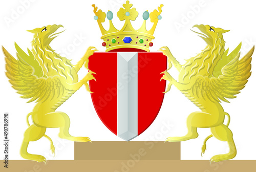Official coat of arms vector illustration of the Dutch regional capital city of DORDRECHT, NETHERLANDS