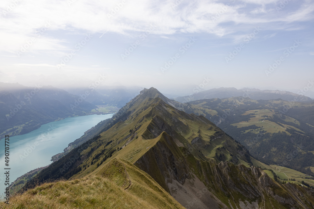 Amazing hiking day in the alps of Switzerland. Wonderful view over a beautiful lake called Brienzersee. What an amazing view.