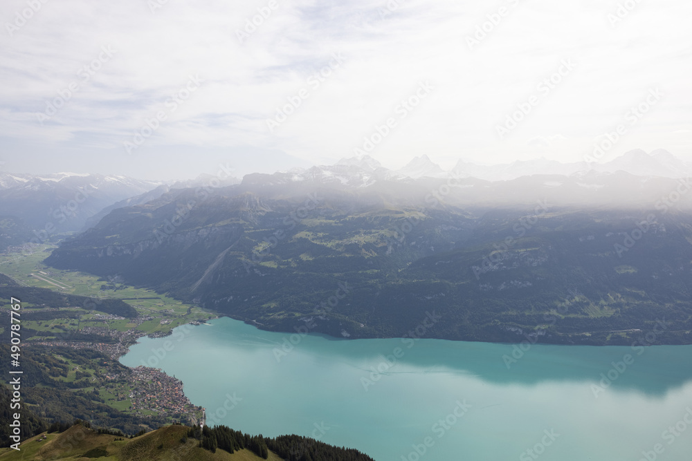 Amazing hiking day in the alps of Switzerland. Wonderful view over a beautiful lake called Brienzersee. What an amazing view.