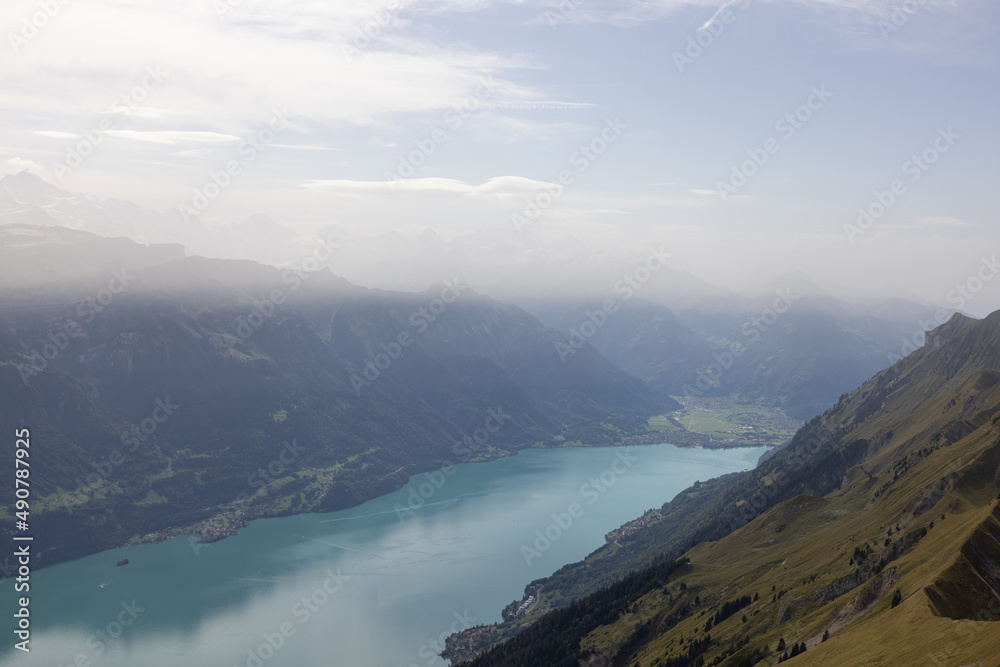 Amazing hiking day in the alps of Switzerland. Wonderful view over a beautiful lake called Brienzersee. What an amazing view.