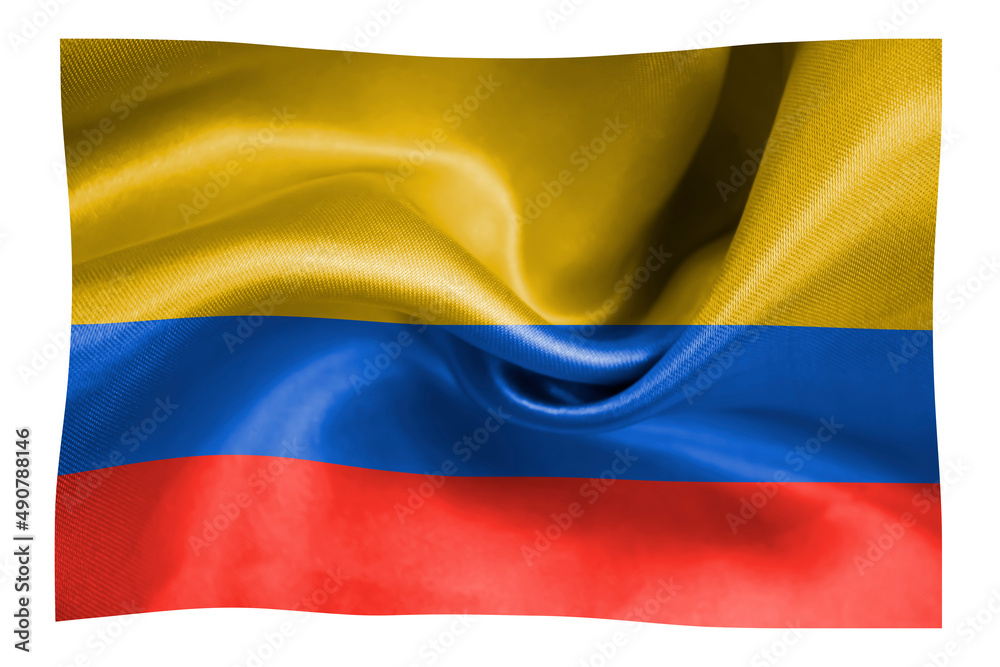 Fototapeta premium Сolombia flag silk fabric background