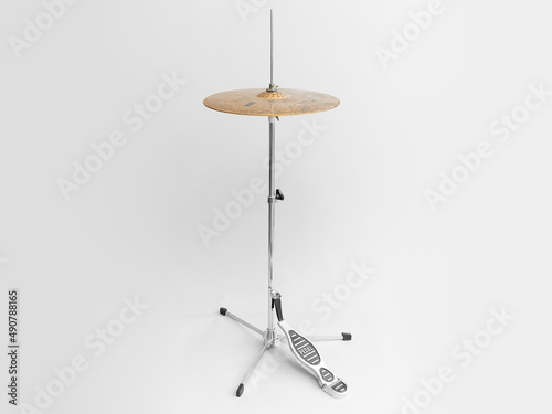 Hi-hat stand isolated on white background photo