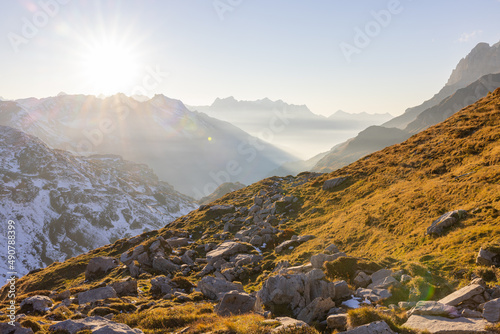 Amazing Landscape in the hearth of Switzerland. Epic scenery with the clouds and fog. Wonderful sun rays through the clouds and later an amazing sunset and sunrise. Road trip through Switzerland. © Philip