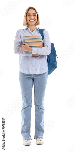 Female student with books i...