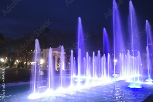 Artistic fountain at night 