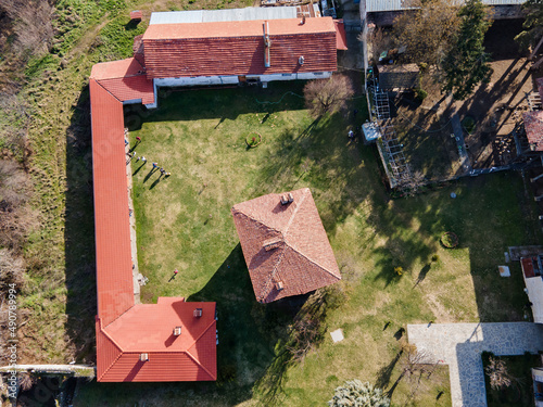 Aerial view of Medieval Arapovo Monastery, Bulgaria photo