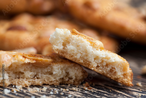 wheat-oatmeal cookies with peanuts  closeup