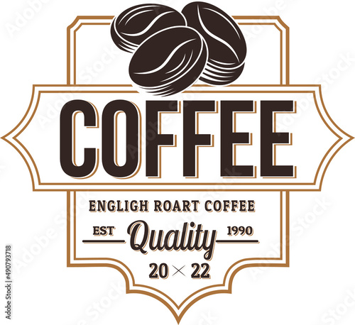 Coffee beans retro logo vector illustration