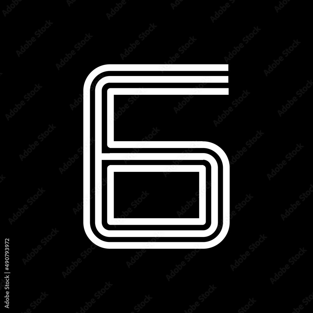 Line numbers logo template illustration. there is number 6 Line numbers logo template illustration. there is number 6