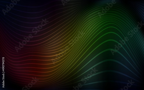 Dark Green, Red vector background with bent lines.