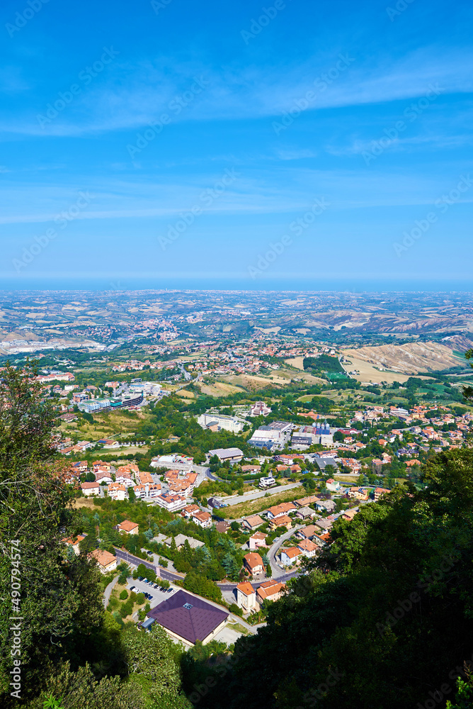 Panorama of Republic of San Marino and Italy