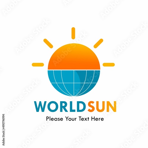 World with sun logo template illustration