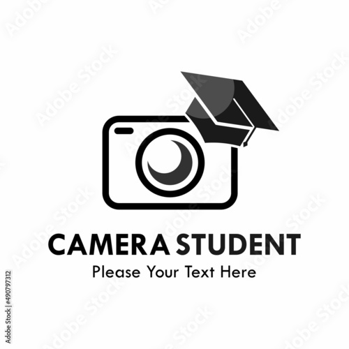 Camera student logo template illustration. there are with graduation hat