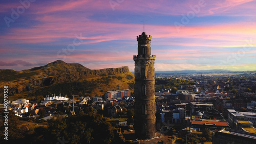 Beautiful shot of the Nelson Monument in Edinburgh, Scotland