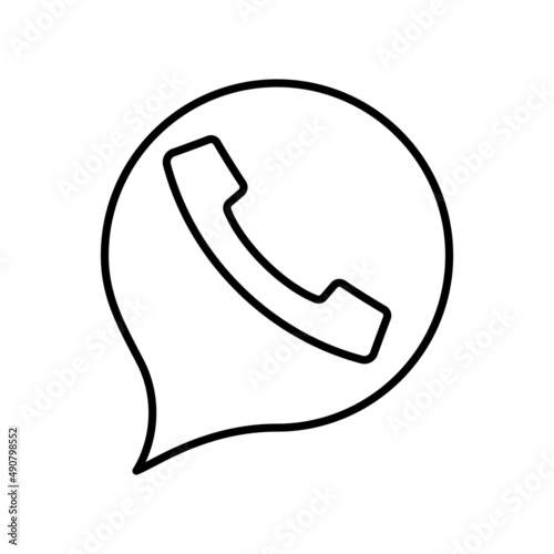 WebPhone simple line flat icon, telephone support symbol. Call us concept. il...