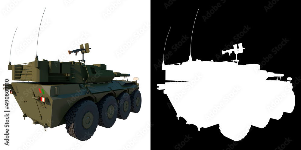 Armored Vehicle Centauro II 120mm 8x8 - Perspective B view white background alpha png 3D Rendering Ilustracion 3D Armored Vehicle Centauro II 120mm 8x8 - Perspective B view white background alpha png 3D Rendering Ilustracion 3D
