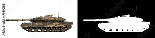 Leopard tank combat vehicle - Lateral view white background alpha png 3D Rendering Ilustracion 3D 