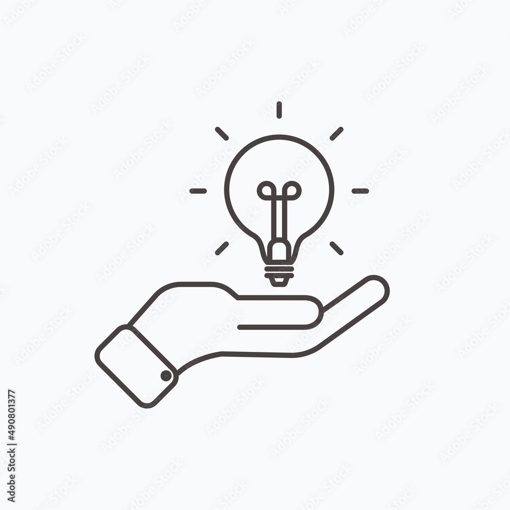 Creative Idea Line Icon. Lightbulbin hand education, innovation logo. Illustration. Creative Idea Line Icon. Lightbulbin hand education, innovation logo. Illustration.