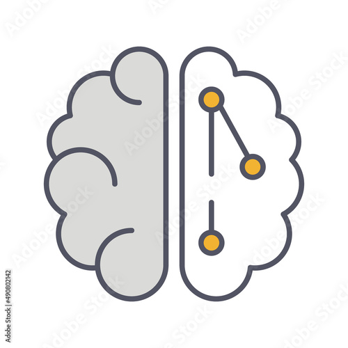 Brainstorm Line Icon. Lightning in brain innovation logo. Illustration