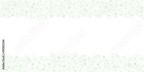 クローバーの花と葉の線画フレーム①カラー_上下