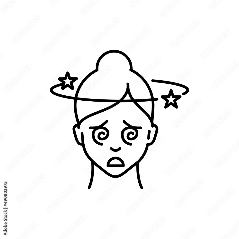 Obraz premium Dizziness color line icon. Human diseases.