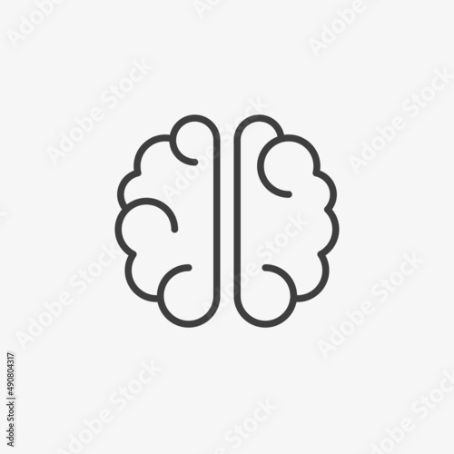 Brain Line Flat Icon. Logo Mind Template. Illustration