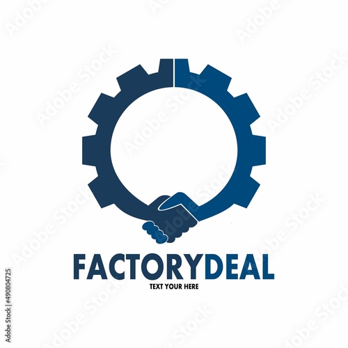 factory deal vector logo template. This design use hand and gear symbol. Suitable for buiness