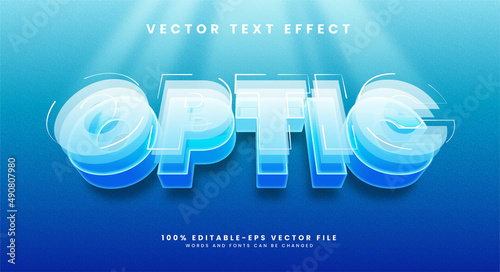 Optic editable text style effect with blue glass theme.