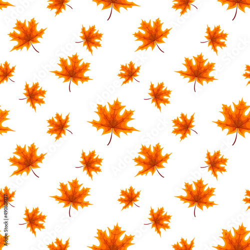 Abstract Illustration Autumn Background with Falling Autumn Leaves. Seamless ...