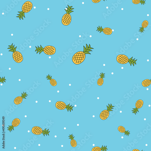 Pineapple cute seamless pattern background for kids textile. Illustration