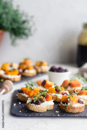 butternut squash goat cheese crostini
