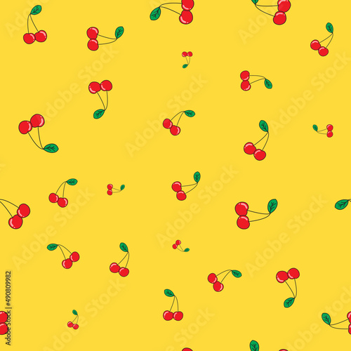 Cherry cute seamless pattern background for kids textile. Illustration