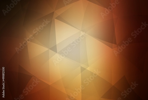 Dark Orange vector low poly background.